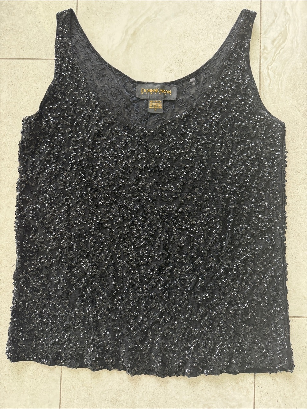 Donna Karan Black Sequin Embellished Camisole Vintage sz P